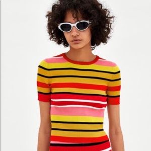 Zara multicolor striped knit top